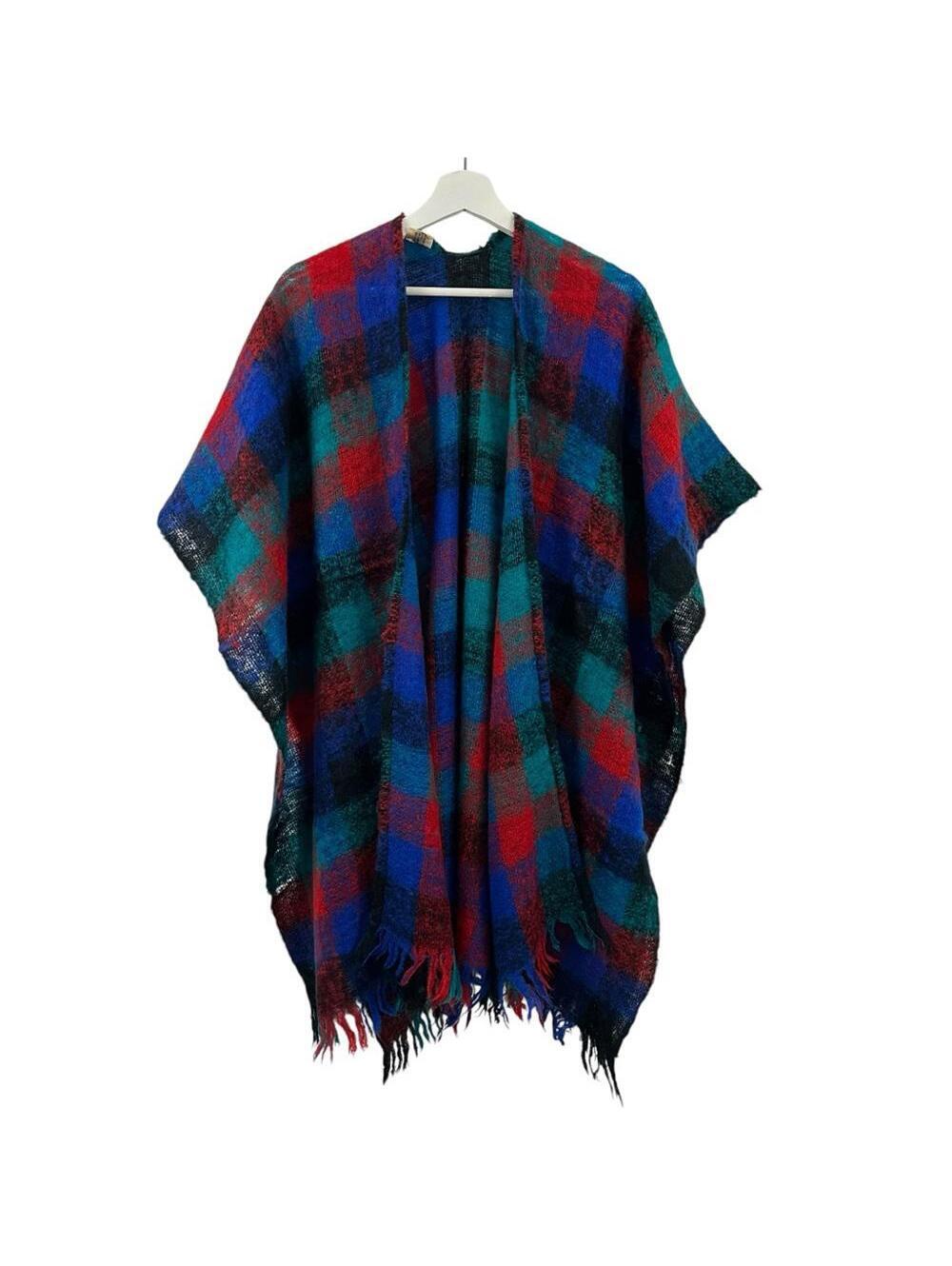 Vintage Glentex Women’s Plaid 100% Cashmil Poncho Shawl One Size